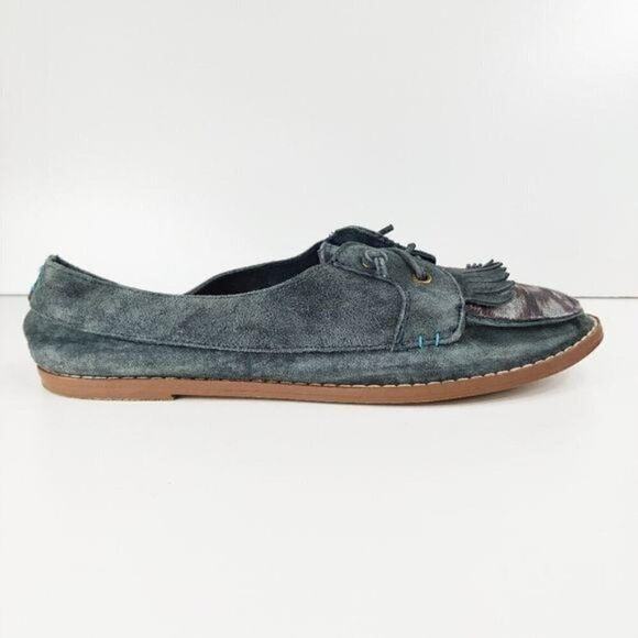 Reef gray blue suede fringe loafers size 9 - Picture 3 of 6